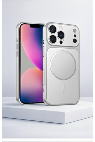 Apple Uyumlu iPhone 13 Pro 17 Görünümlü Magsafeli Kamera Lensli Kılıf Silver