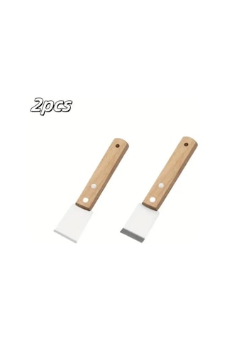 Elmpaly 2 Adet Ahşap Saplı Çok Amaçlı Metal Kazıyıcı - Leke Tutkal Fırın Temizlik Aleti