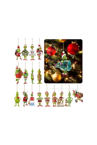 Yeşil Saç Canavar Noel Dekorasyon Süsü Karikatür Noel Ağacı Kolye Noel Ev Araba Dekorasyonu 18