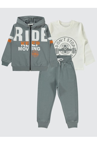 Civil Boys Erkek Çocuk 3'lü Eşofman Takımı 6-9 Yaş Gri Gri