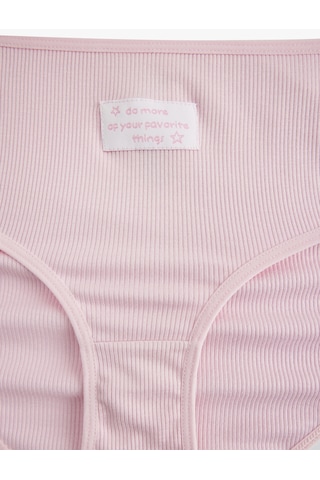 Koton Etiket Detayı Ribanalı Yüksek Bel Hipster Kadın Külot Pembe 5slk30169mk Gül