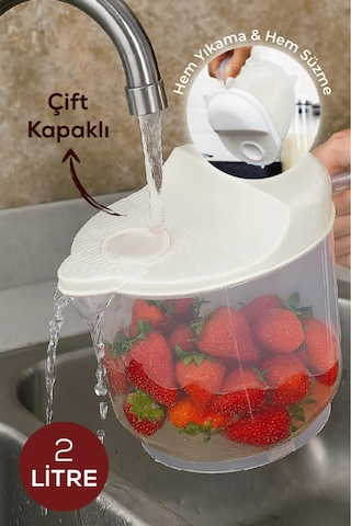 Pirinç Süzgeci 2 Litre Beyaz - Yıkama Ve Süzme Beyaz