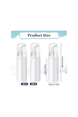 3 Adet 2oz Sabun Köpüğü Şişe Köpük Pompası Şişe Boş Seyahat Şeffaf