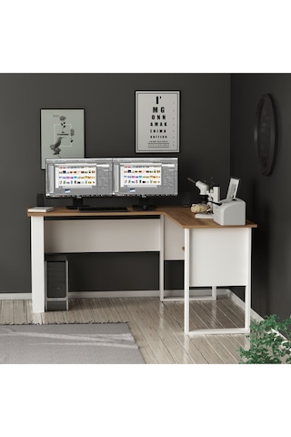 Randi Çalışma Masası Beyaz / Meşe Beyaz - Meşe