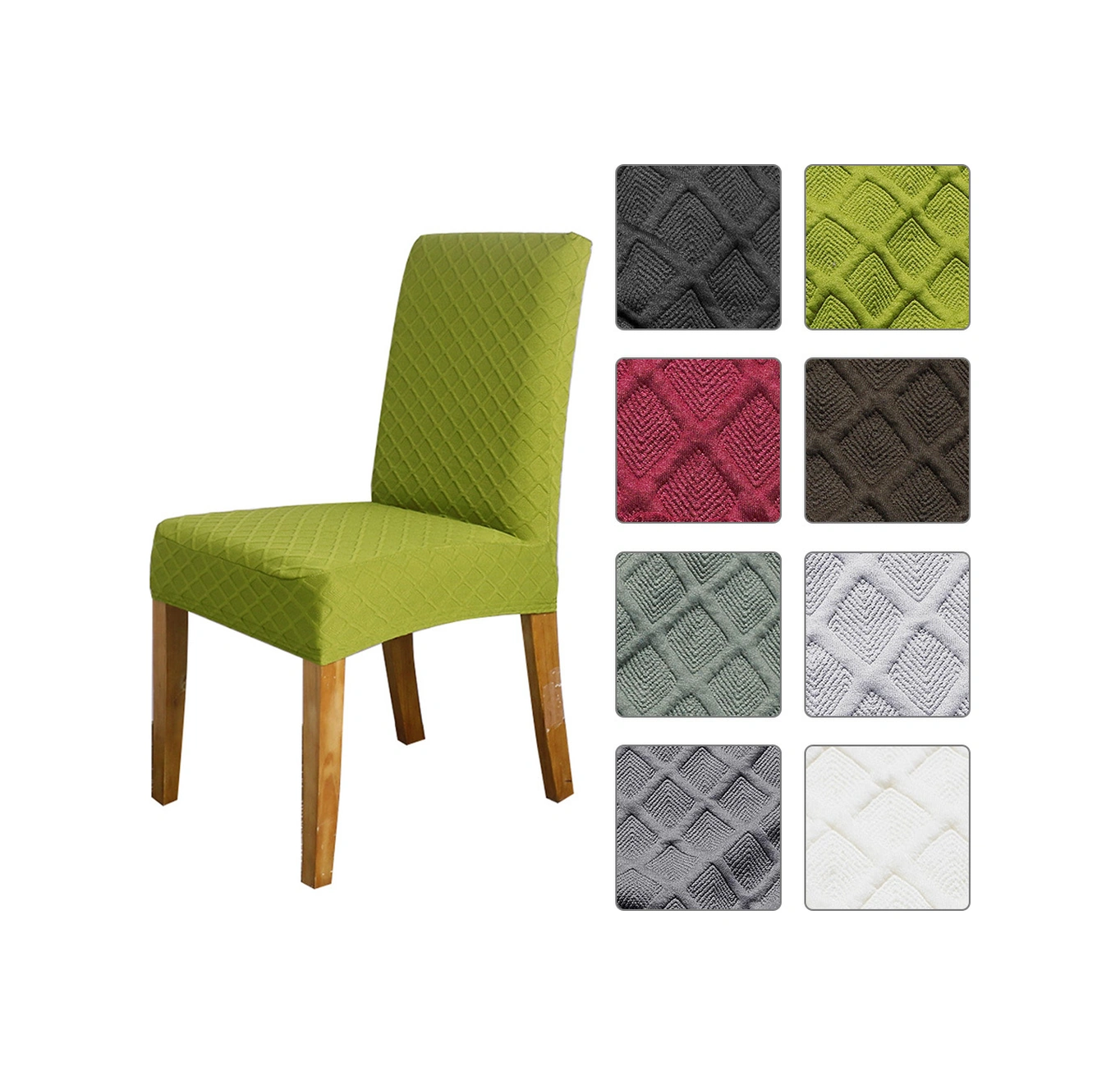 Padalink Yeşil Renkli Tekli Koltuk Kılıfı - Genişletilebilir Elastik Kumaş, Yumuşak Dokuma, Ev Ofis Restoran Uyumlu, Omuz Ve Arka Destekli Koruyucu Örtü Çok Renkli