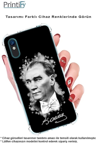 Samsung Galaxy A16 Ile Uyumlu Atatürk Baskılı Şeffaf Köşe Korumalı Antişok Kılıf