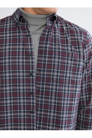 Lcwaıkıkı Classic Bordo Regular Fit Uzun Kollu Ekose Erkek Gömlek