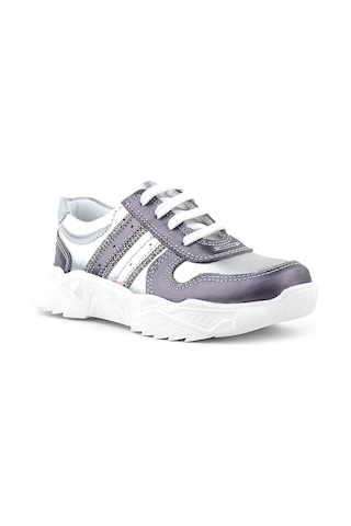 Rakerplus Hakiki Deri Platin Pembe Parlak Taşlı Kız Çocuk Sneakers Ayakkabı Platin