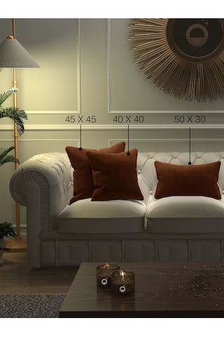 Br Yakamoz Kiremit Renk Kırlent , Yastık Kılıfı Kadife Görünümlü Velvet Touch Serisi Kiremit