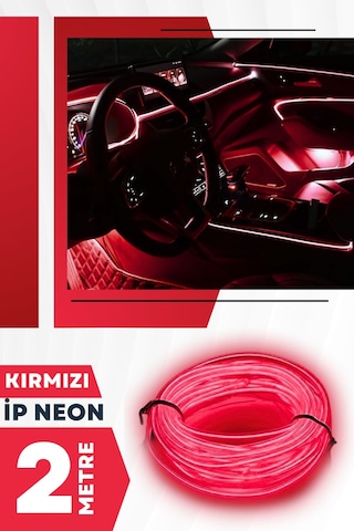 Araç Içi Kırmızı Neon Ledi Ip Led Torpido Ledi 2 Metre Neon Led