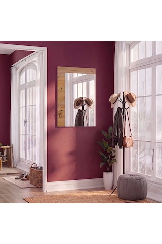 Porto 2 Askılı Aynalı Vestiyer Panosu - Florida Meşe 72x97x3 Cm