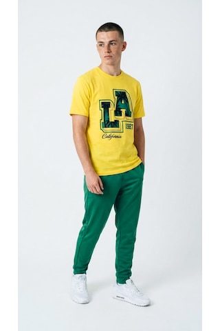 Hoxie Unisex Basic La Dijital Baskılı Tişört Sari