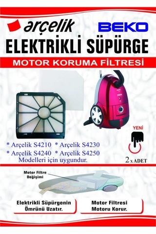 Arçelik İle Uyumlu S 4210 4230 4240 4250 Süpürge Motor Koruma Filtresi 2'li Genel