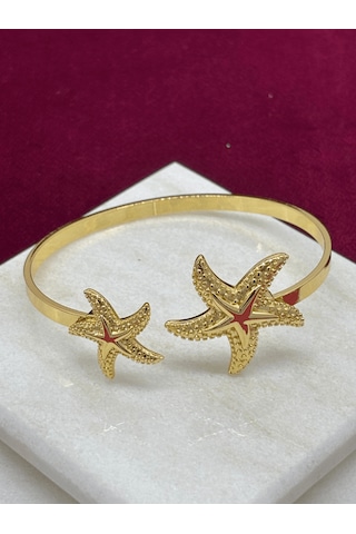 Çift Denizyıldızlı Vip Gold Ayarlanabilir Kelepçe Gold