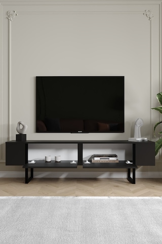 Serenity Metal Ayaklı Tv Ünitesi 180 Cm - Siyah Siyah