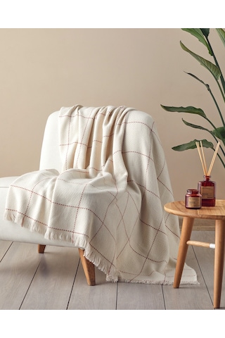 English Home Yumi Koltuk Şalı 140x170 Cm Ekru-kırmızı Ekru-kırmızı