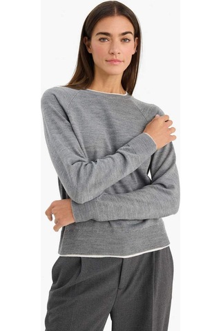 Defacto Relax Fit Bisiklet Yaka Kazak G9739ax25cwgr56 Gri-gr56