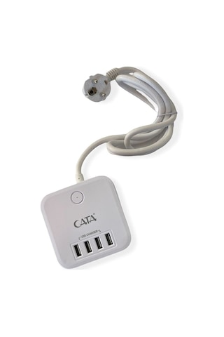 Cata CT-3002 Rubik 3'lü Akım Korumalı 4xUsb Girişli Grup Priz Beyaz