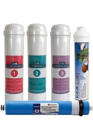 Ferah Ravent,bms LG Uyumlu ,ova,sulax,aqua Clean Aqvaplus Waterlife Tiger Conax Kapalı Kasa Filtre Seti 5li Aşama