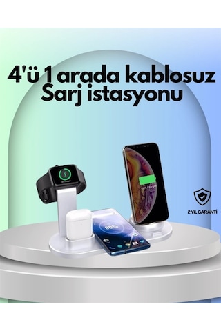 İphone, Apple Watch Ve Airpods İle Uyumlu 4'ü 1 Arada Şarj Ünitesi Tüm Apple Cihazları Tek Noktada