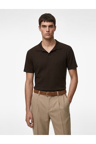 Koton Kısa Kollu Pamuklu Slim Fit Polo Yaka Tişört Kahverengi 6sam10291mk Kahve