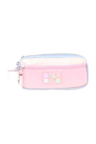 Calacilo Cloudy Pembe Mavi Renkli Kız Çocuk Üç Gözlü Kalem Çantası - Pembe - Mavi - C4088