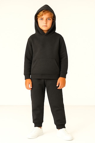 Esila Kids Çocuk Eşofman Takımı Kapüşonlu 3 İp 5-10 Yaş Antrasit