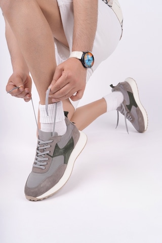 Muggo Svenson Kalın Taban Bağcıklı Hakiki Deri Erkek Günlük Sneaker Spor Ayakkabı Haki
