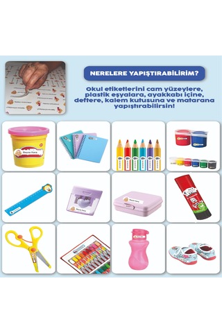 Okul Etiketi Kalem Defter Etiketi Paw Petrol Özel İsim Yazılabilen Etiket - 252adet