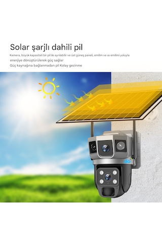 6mp Akıllı Alarmlı 4g Kamera Anında Bildirim, İnsan Takip, Gece Renkli, Solar Enerji Güneş Enerjili