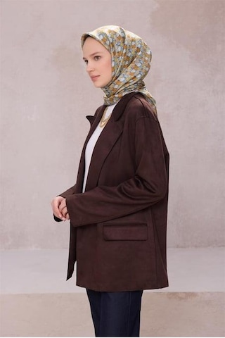 Belli Tivil Saf İpek Eşarp 4204 - 52 Füme Çiçek Desen Gri