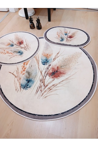 Pampas - Dokuma Taban, Yuvarlak Banyo Halısı 100x100-60x60-40x60