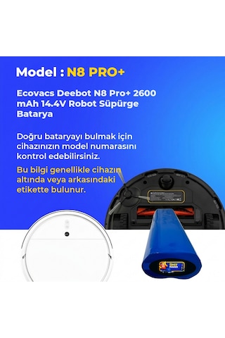 Ecovacs Deebot N8 Pro+ 2600 Mah 14.4v Robot Süpürge Batarya