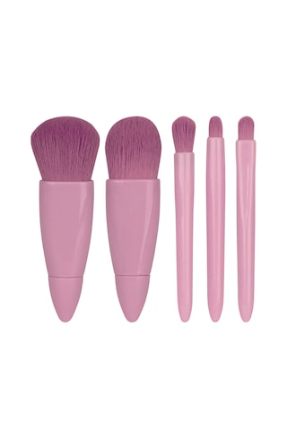 Naturalove Aynalı Makyaj Fırça Seti Pembe