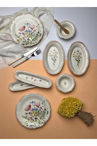 Tabak Evi Porselen Fulya Buket Kahvaltı Takımı 6 Kişilik 14 Parça Çok Renkli