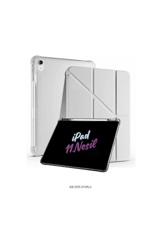 Apple Uyumlu iPad 11. Nesil A16 2025 11 İnç Kalem Bölmeli Standlı Fuchsia Tri Folding Tablet Kılıfı Tablet Kılıfı