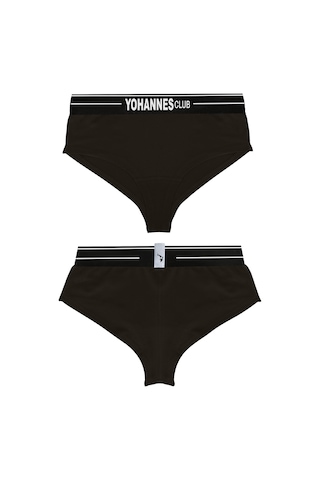 Yohannes Club, Kadın Pamuklu İç Çamaşırı Takımı, Renk Seçenekli, Bralet-kemerli Hipster Külot Siyah