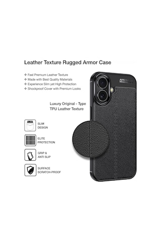 Apple Uyumlu iPhone 17 Silikon Kılıf Deri Desenli Darbe Emici Autofocus Tam Koruma Kapak