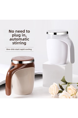 Yifomall Otomatik Karıştırıcı Paslanmaz Çelik Mug, Manyetik Tabanlı, Taşınabilir Kahve Fincanı, Pilli İnci Beyazı Diğer