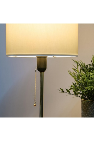 North Home Kumaş Başlıklı Abajur Yatak Odası Gece Lambası Salon Aydınlatma Krem