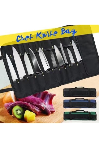 Hangfox Siyah Çanta Profesyonel Mutfak Bıçaklarını Taşıma Ve Saklama, El Tutan Konforlu, Dayanıklı Malzeme, Ev Kullanıma İdeal Siyah