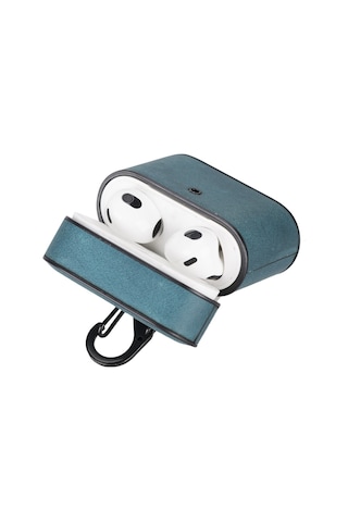 Casquet Apple Uyumlu AirPods 3.nesil Deri Kılıf Aa32 Mavi Mavi