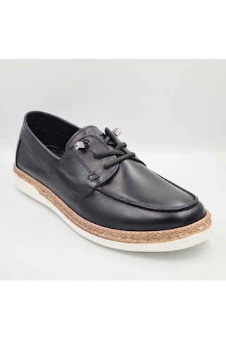 Greyder 59348 6y Siyah Hakiki Deri Lastik Bağcıklı Eva Taban Kadın Günlük Casual Comfort Ayakkabı Siyah