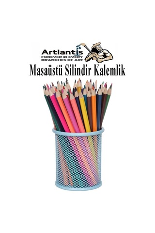 Masaüstü Metal Silindir Kalemlik 1 Adet Fileli Perfore Pastel Renkli Kalemlik Kağıtlık Düzenleyici Büro Ofis Okul Çok Renkli