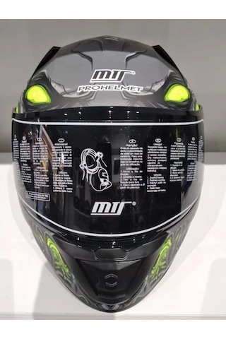 Mts Kask Mts Pro 801 Zombi Güneş Gözlüklü Motosiklet Kaskı Beyaz - Gri - Sarı