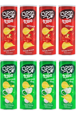 Cipso Tube Ketçap Aromalı Ve Ekşi Kremalı Cips 160 Gr 8 Li Karma Paket