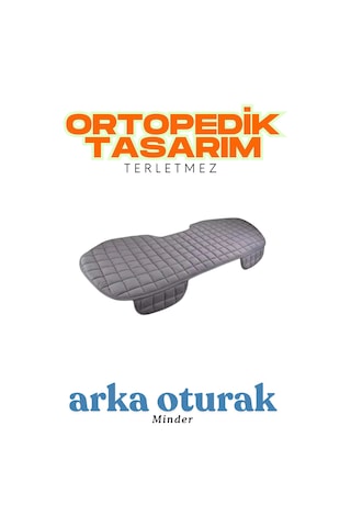 Antrasit Kadife Yüzeyli Araba Oturak Minderi Kaymaz, Arka Koltuklara Uyumlu