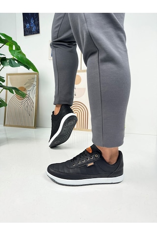 Günlük Erkek Sneaker Bağcıklı Dikişli Hafif Rahat Yürüyüş Spor Ayakkabı 013c Siyah- Beyaz
