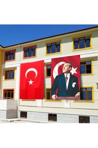 Atatürk Posteri Ve Türk Bayrağı Raşel Kumaş 50x75 Cm