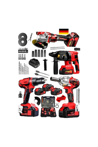 Stilmax RED4ME 20AHx4'lü Süper Profesyonel Matkap + Vidalama + Somun Sökme + Kırıcı Taşlama Makinesi